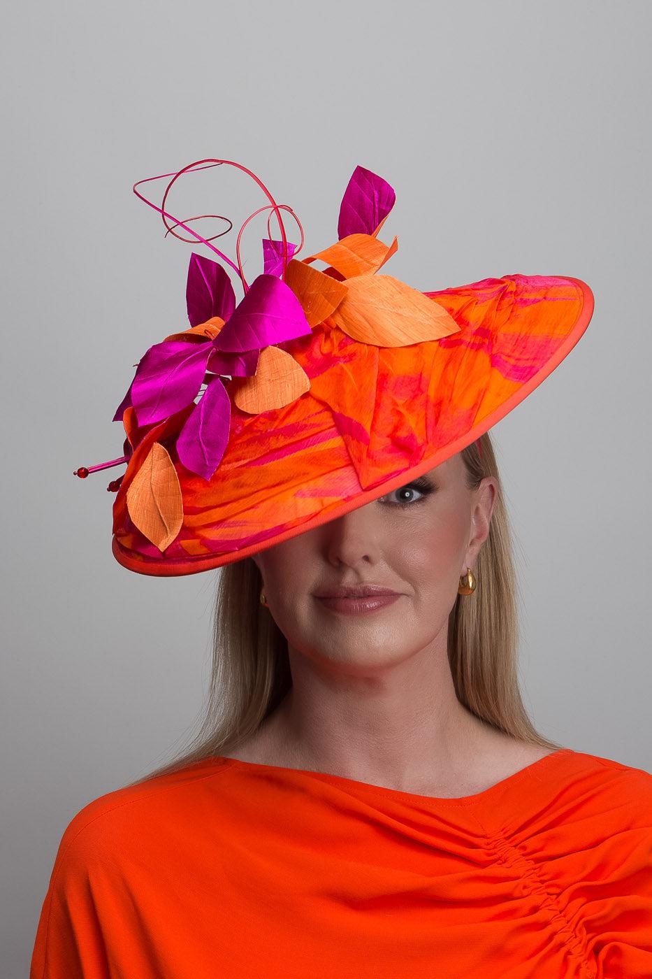 Orange Cerise Leaf Brim Hat