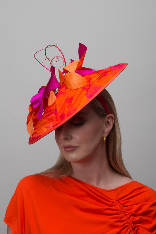 Orange Cerise Leaf Brim Hat