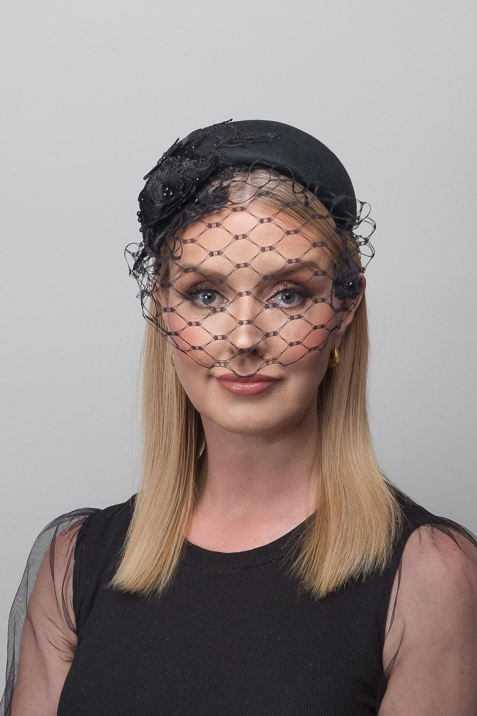 Black Veiled Bandeau Headband
