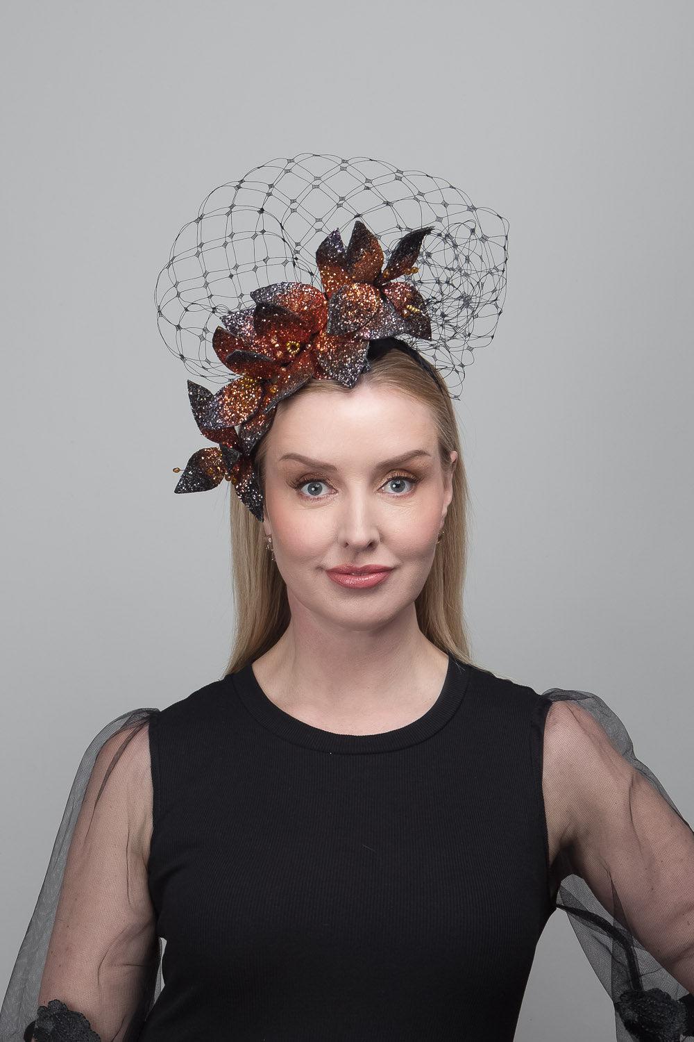 Black Bronze Glass Petal Headband