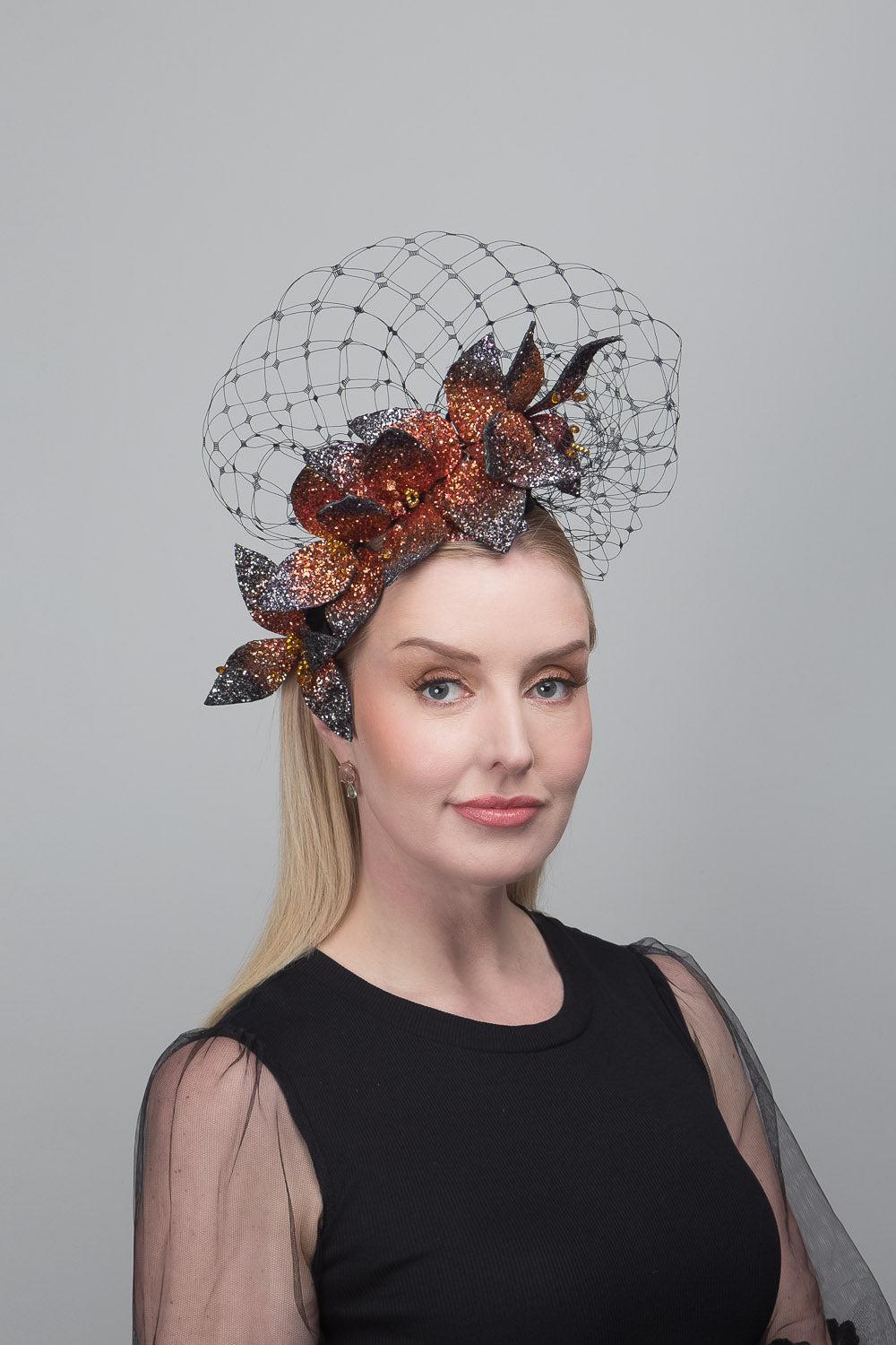 Black Bronze Glass Petal Headband