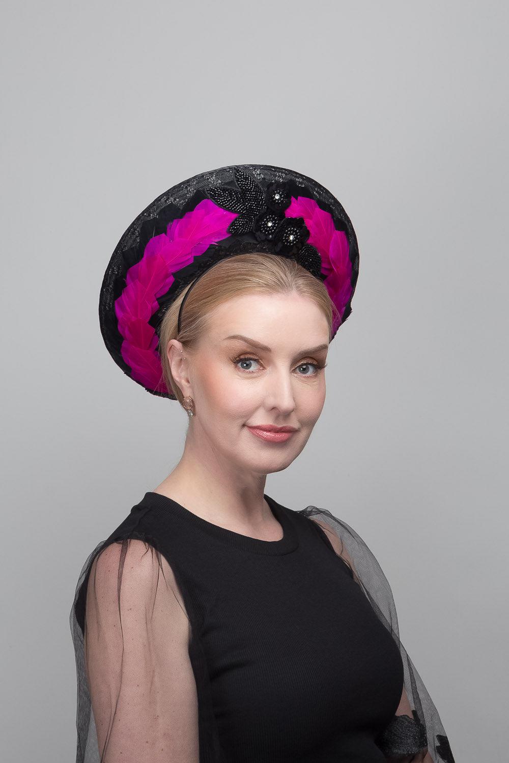 Black Pink Feather Halo