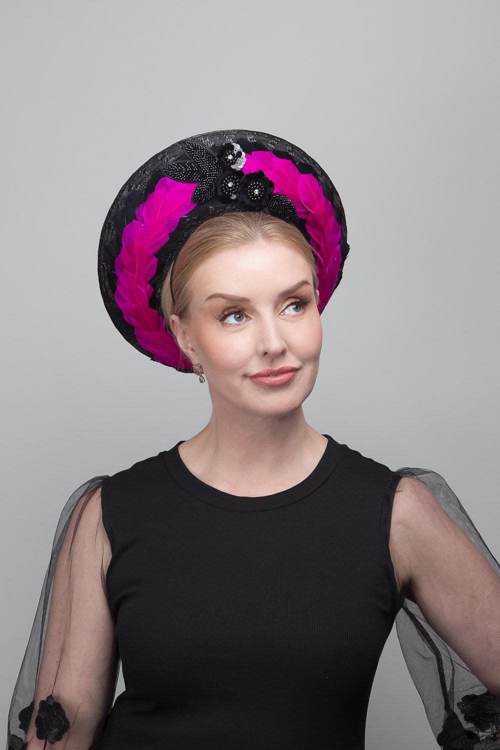 Black Pink Feather Halo