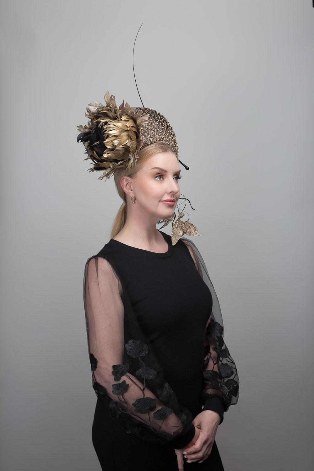Bronze Mesh Feather Crown