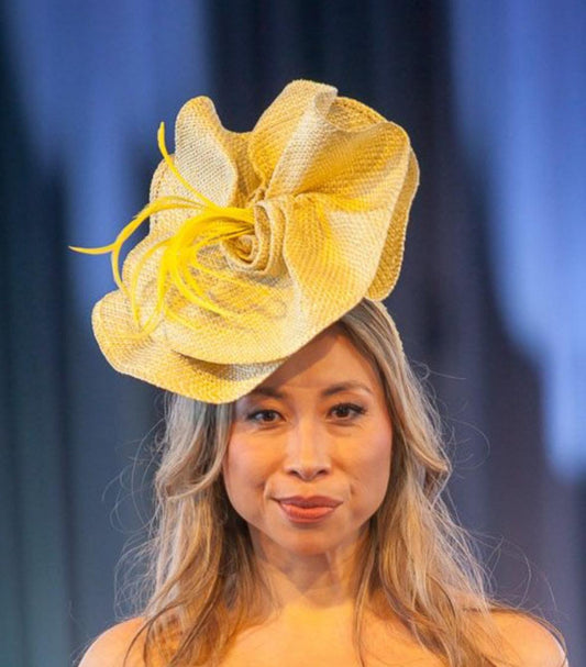 Yellow Straw Fascinator