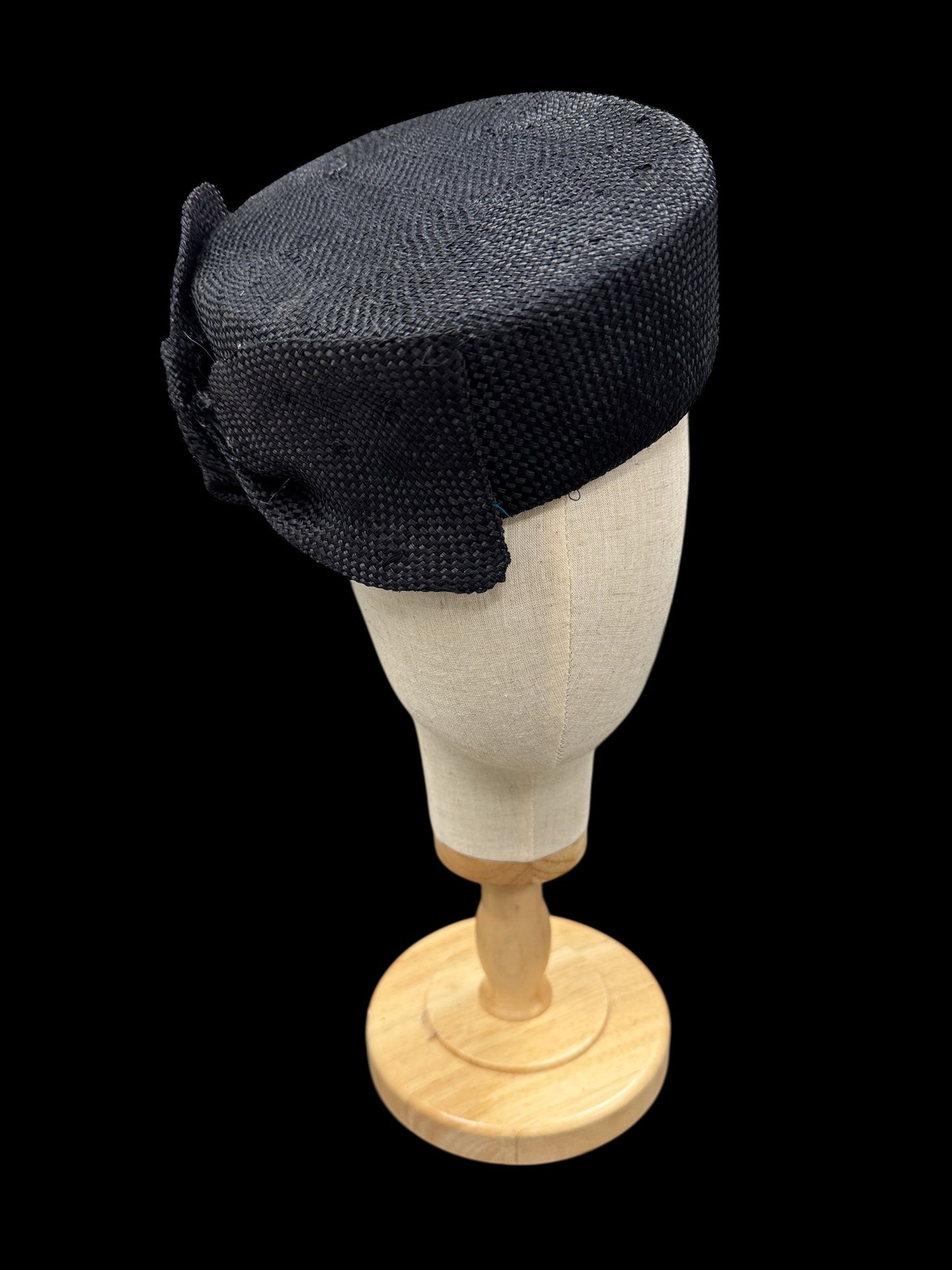 Black Straw Pillbox