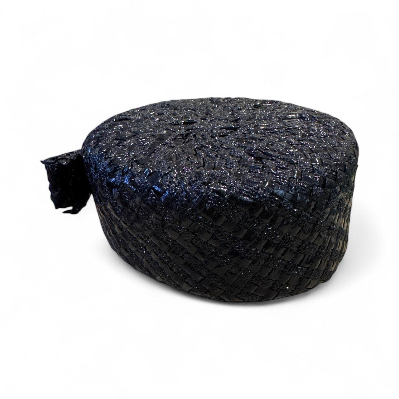 French Navy Cellophane Fabric Pillbox