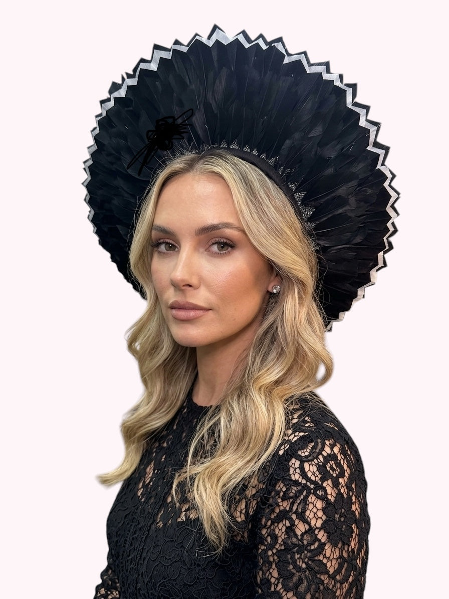Black Deco Feather Halo