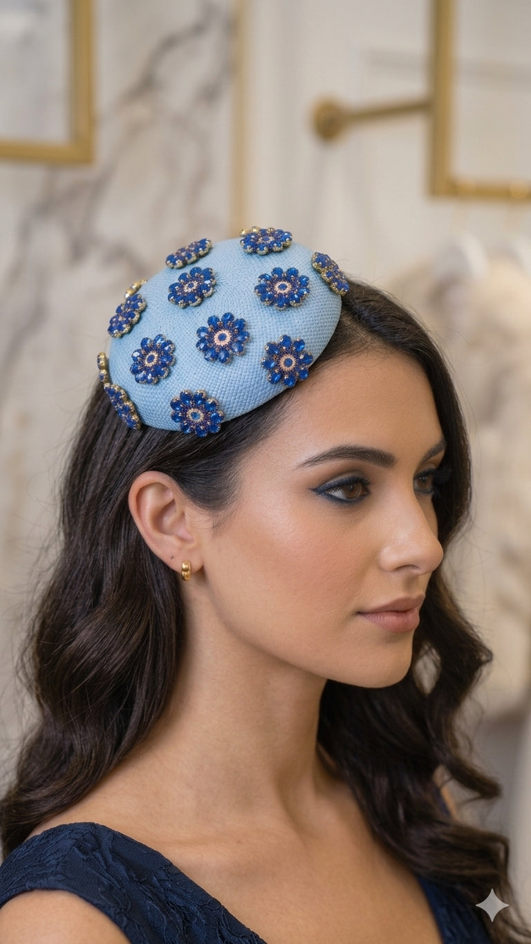 Blue on Blue Small Button Hat