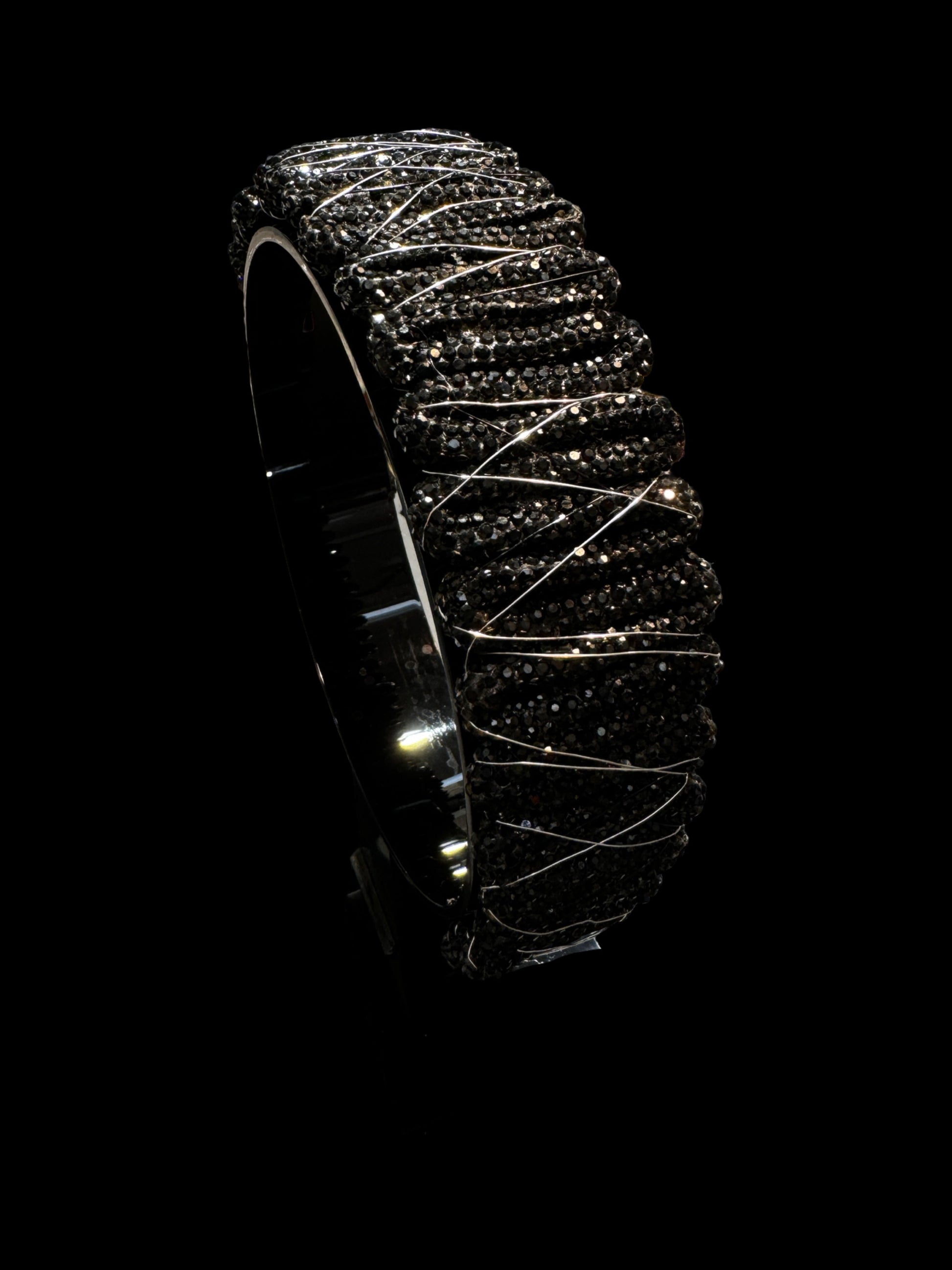 Black Bling Silver Wire Headband