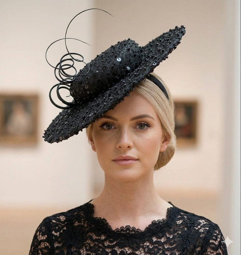 Black Sequinned Brim