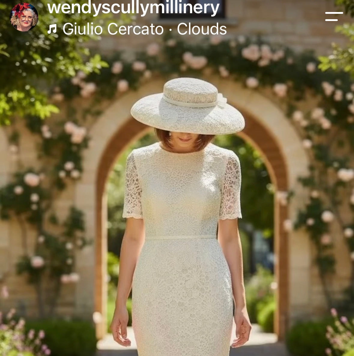 Cream Lace Brimmed Hat