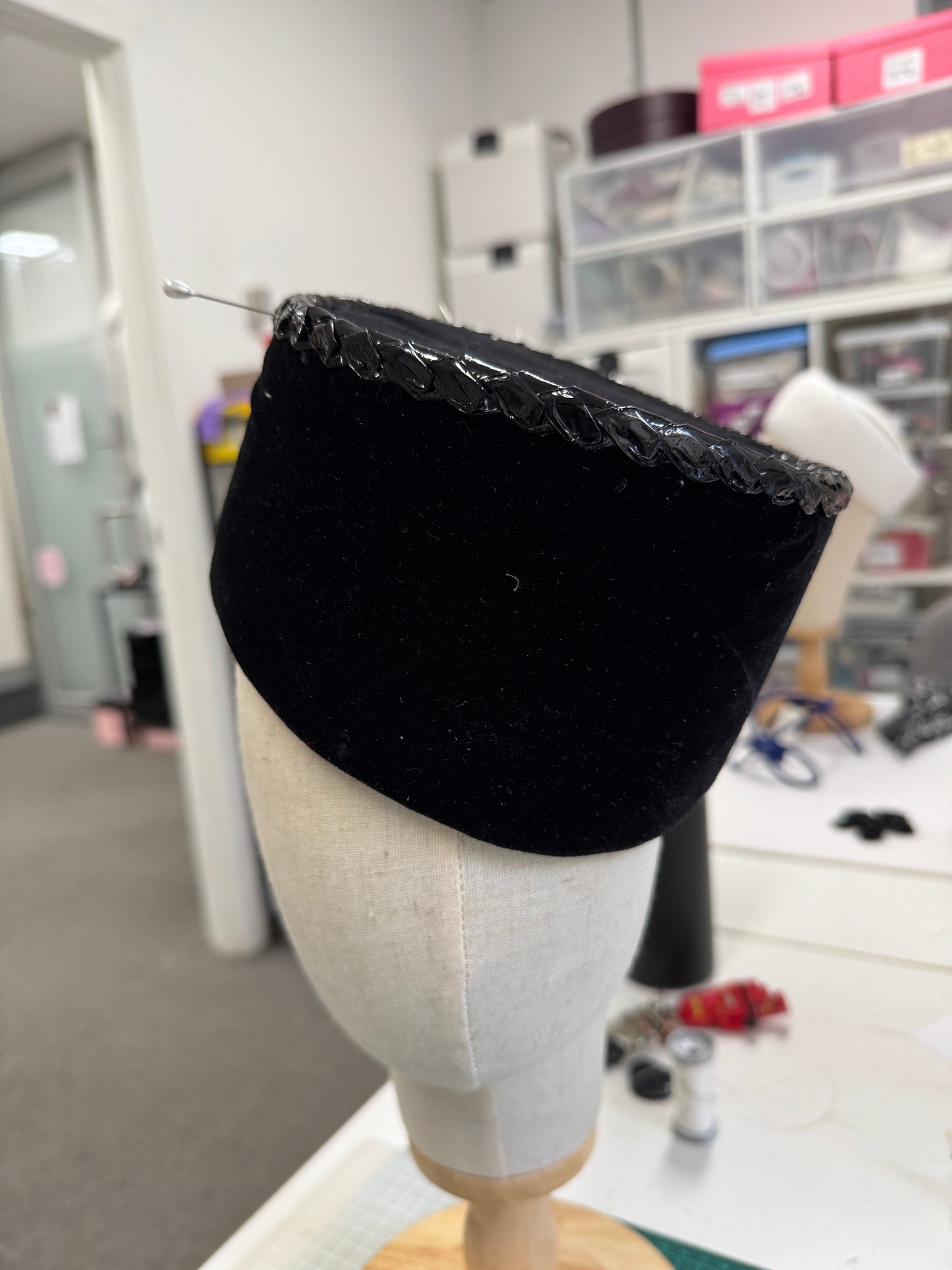Black Velvet Fez Pillbox