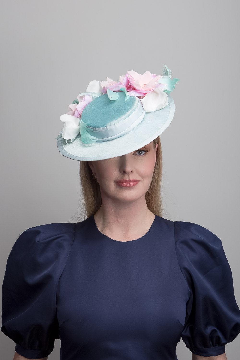 Mint Pink Flower Boater