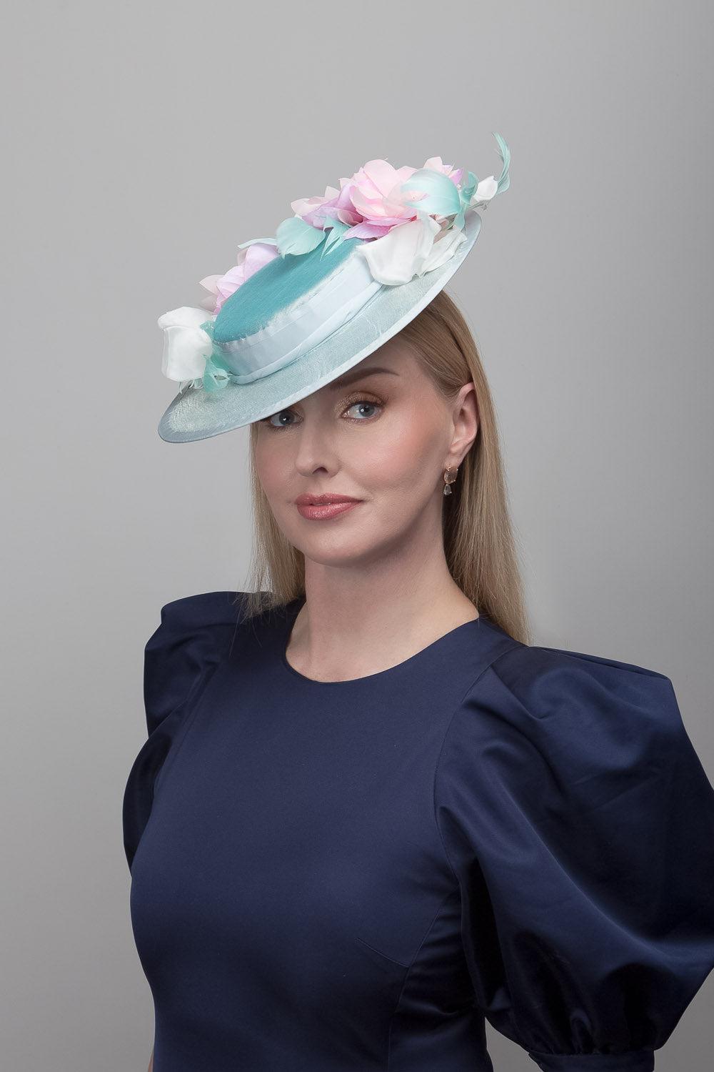 Mint Pink Flower Boater