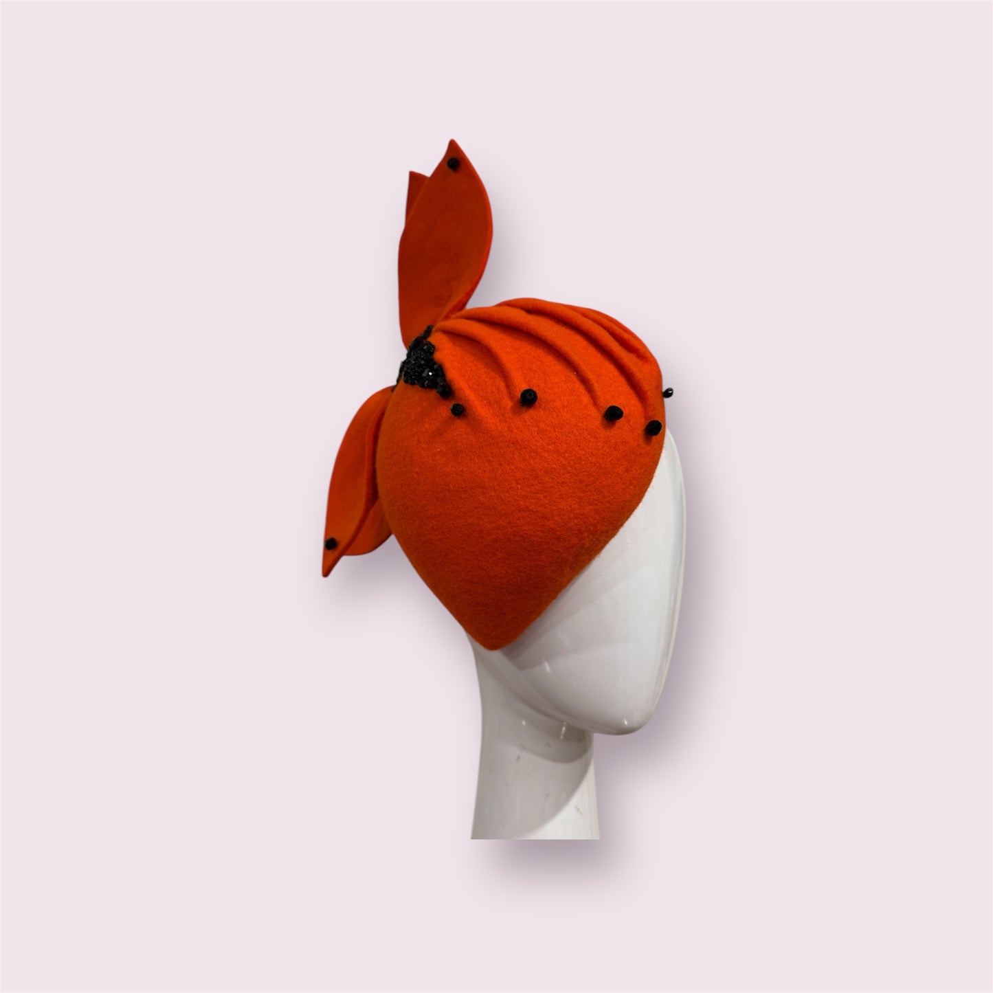 Orange Wool Tear Drop Hat