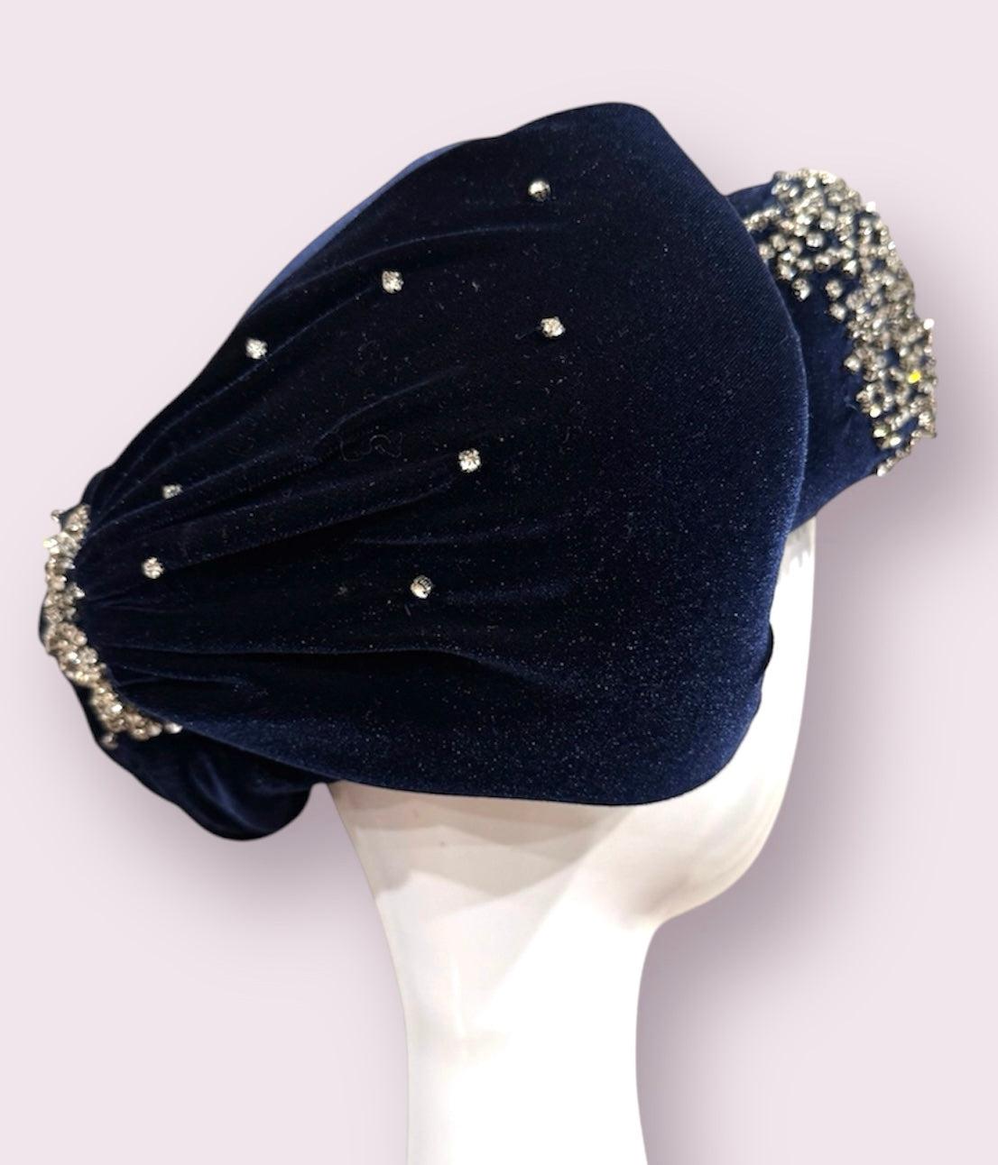 Blue Velvet Pillbox Hat