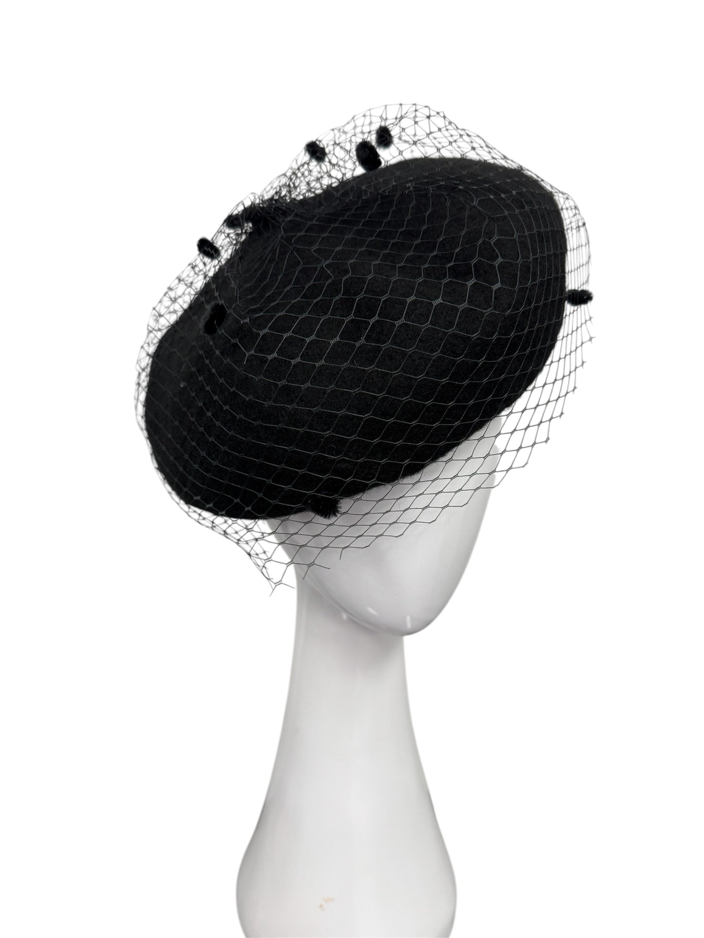 Black Veiling French Beret