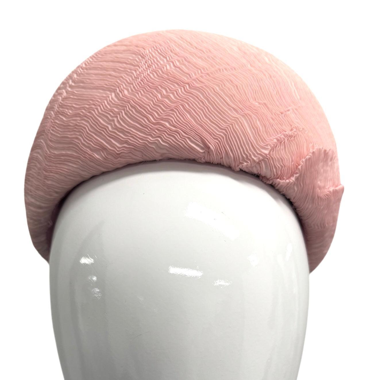 Pink Textured Pillbox Hat - 1950s Elegance