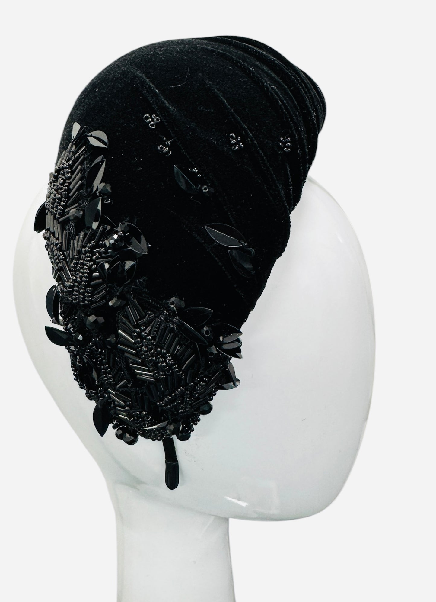 Black Velvet Bandeau with Beading