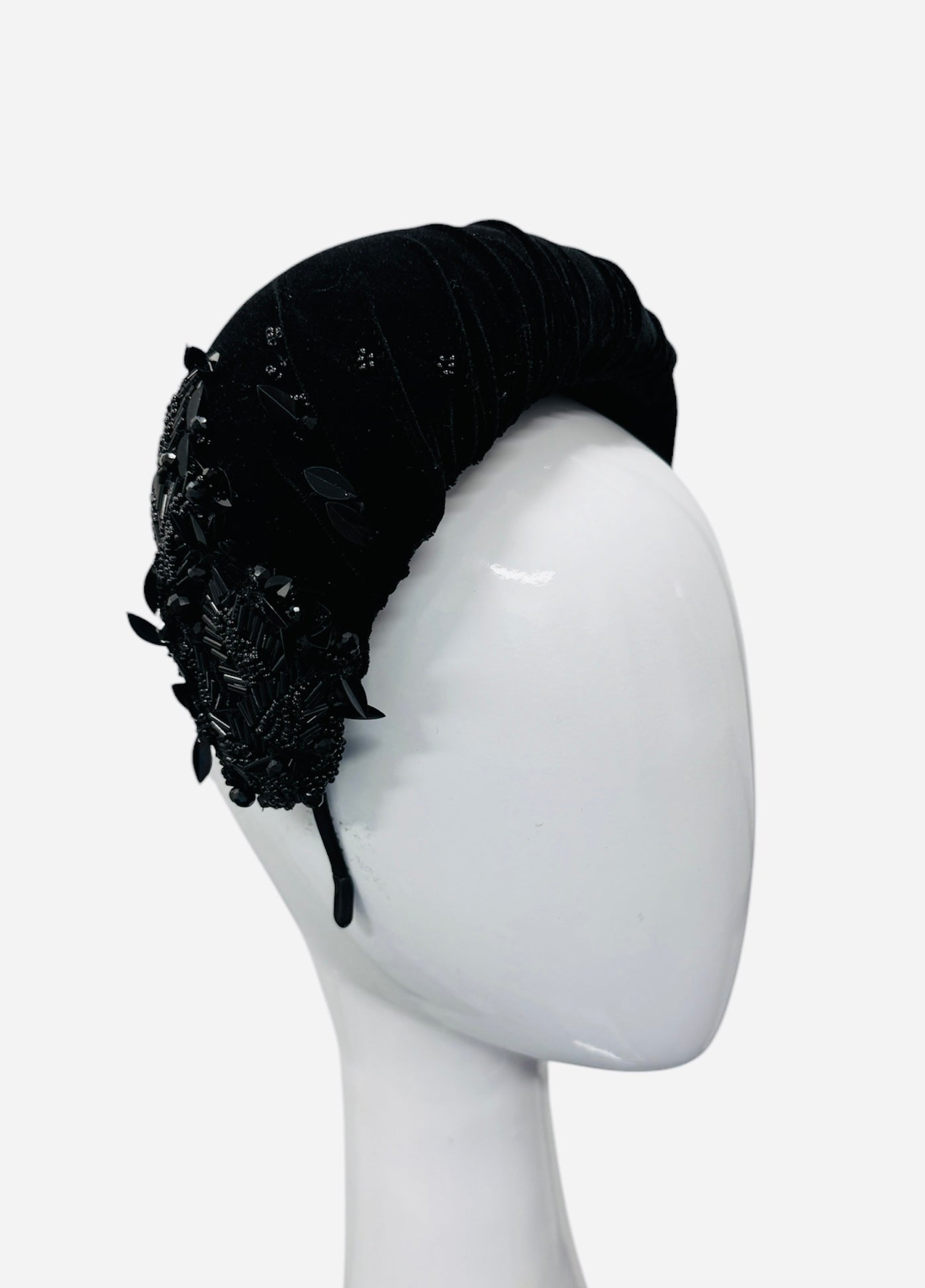 Black Velvet Bandeau with Beading