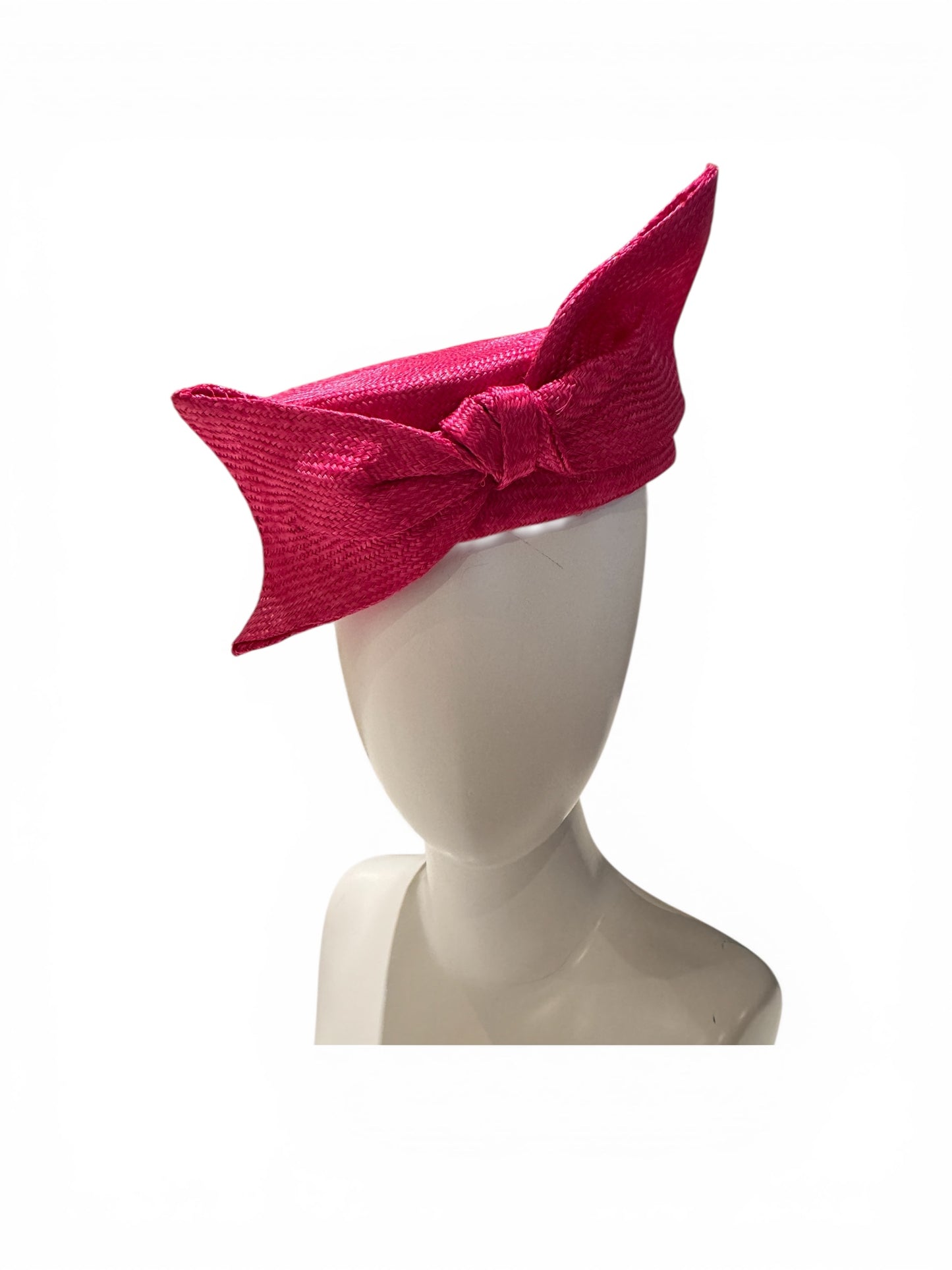 Cerise Pink Straw Pillbox