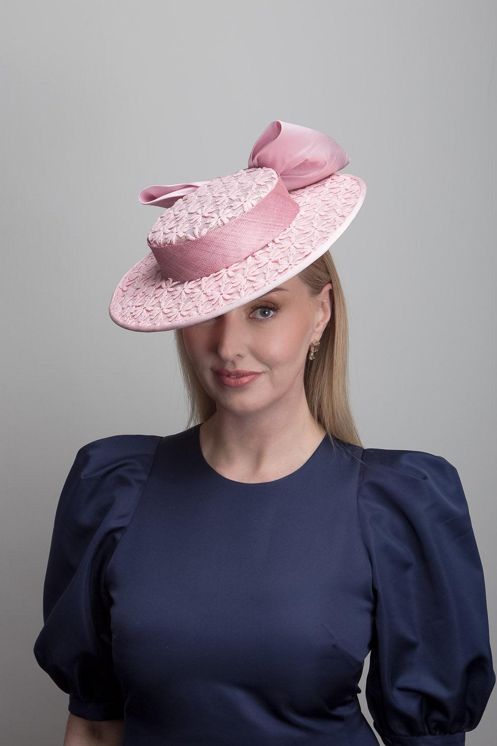 Pink Lace Boater Hat