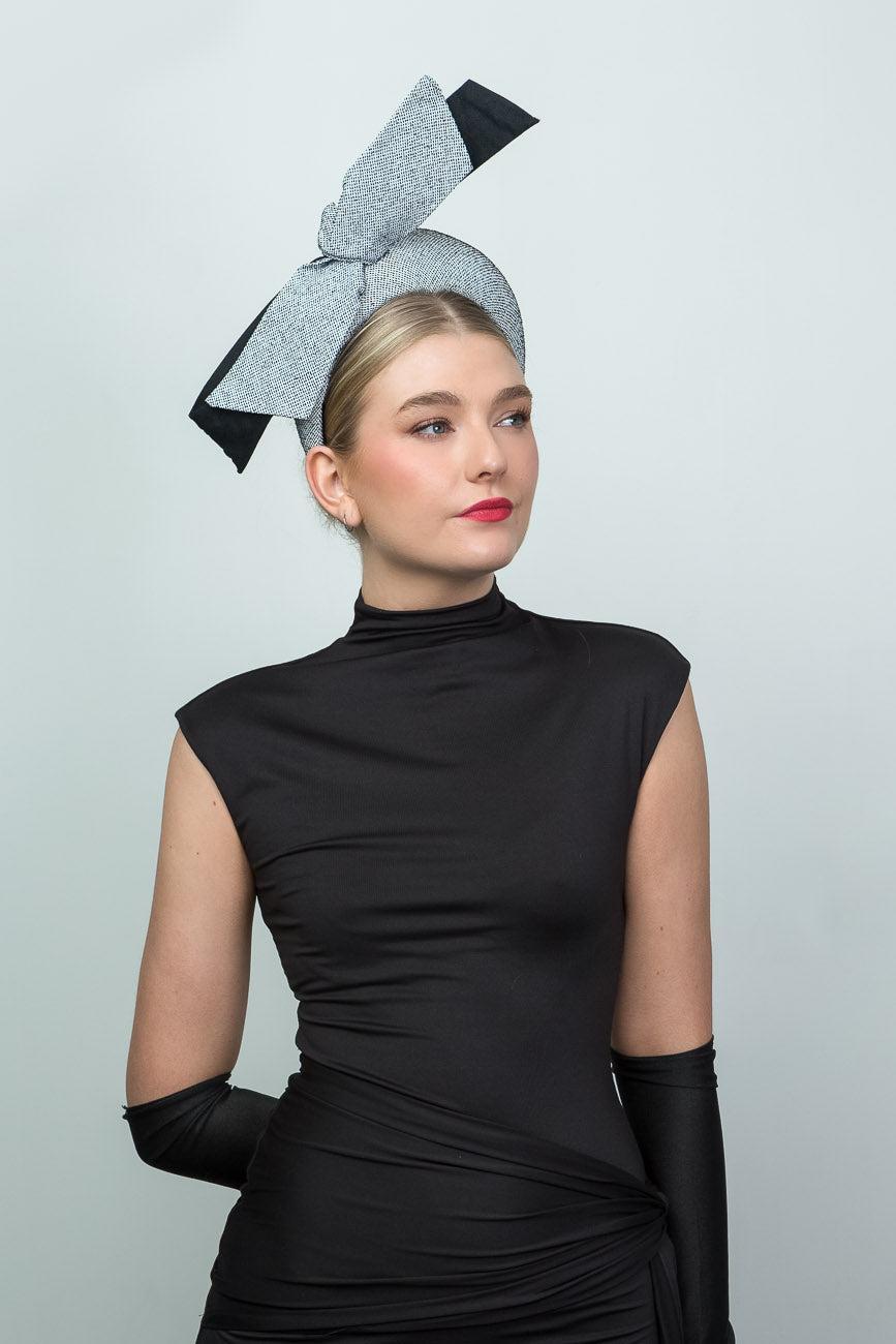 Black and White Straw Cloth Headband Halo