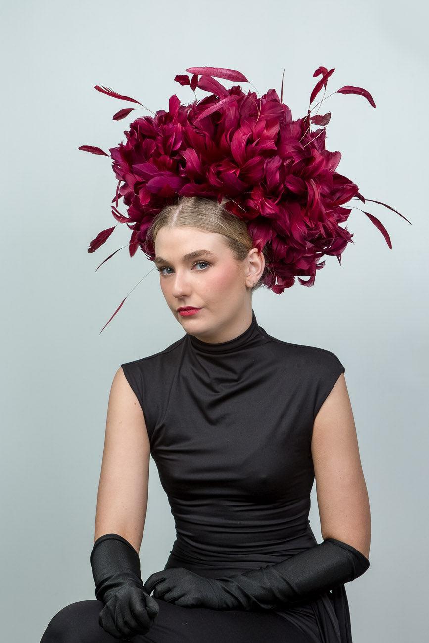 Burgundy Feather Fascinator