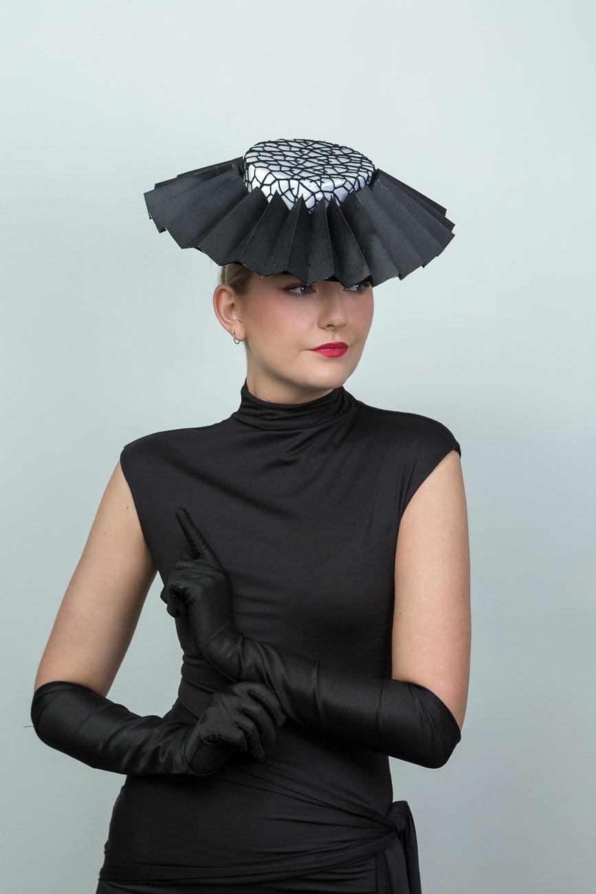 Black Pleated Brim Hat