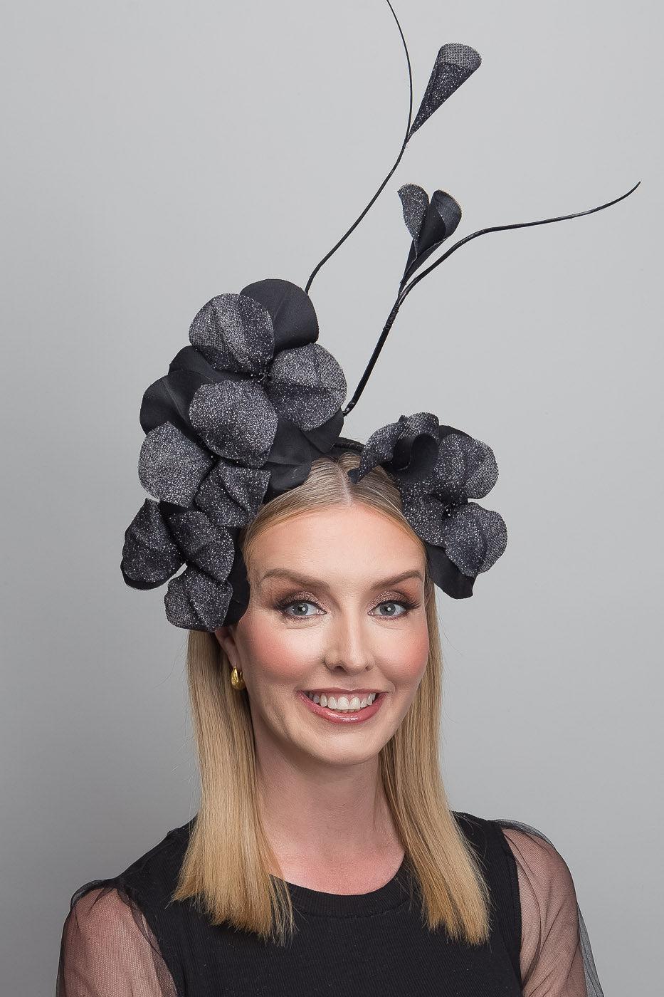 Black Lurex Petal Fascinator