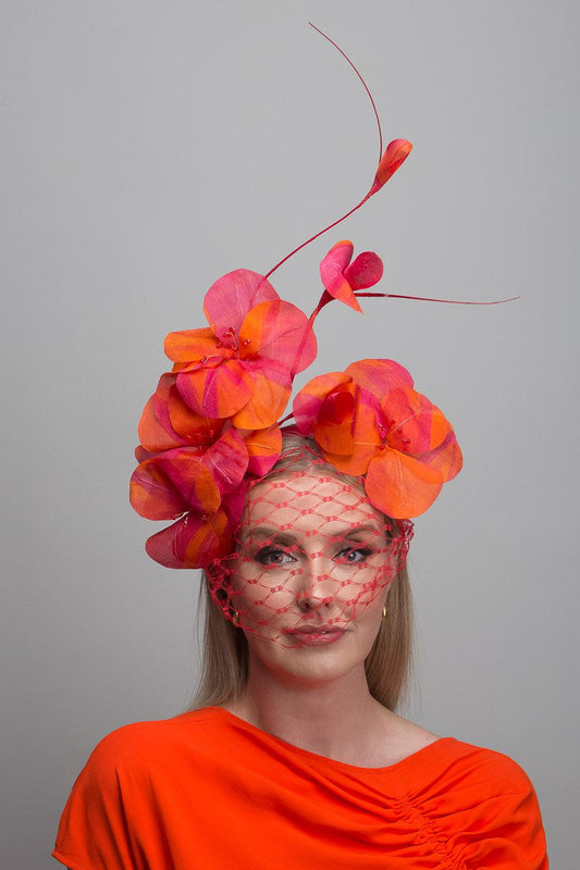 Orange Pink Petal Fascinator