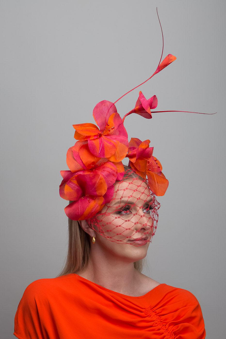 Orange Pink Petal Fascinator