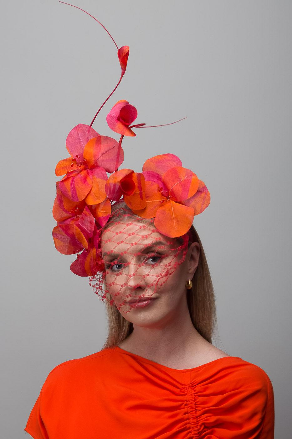 Orange Pink Petal Fascinator