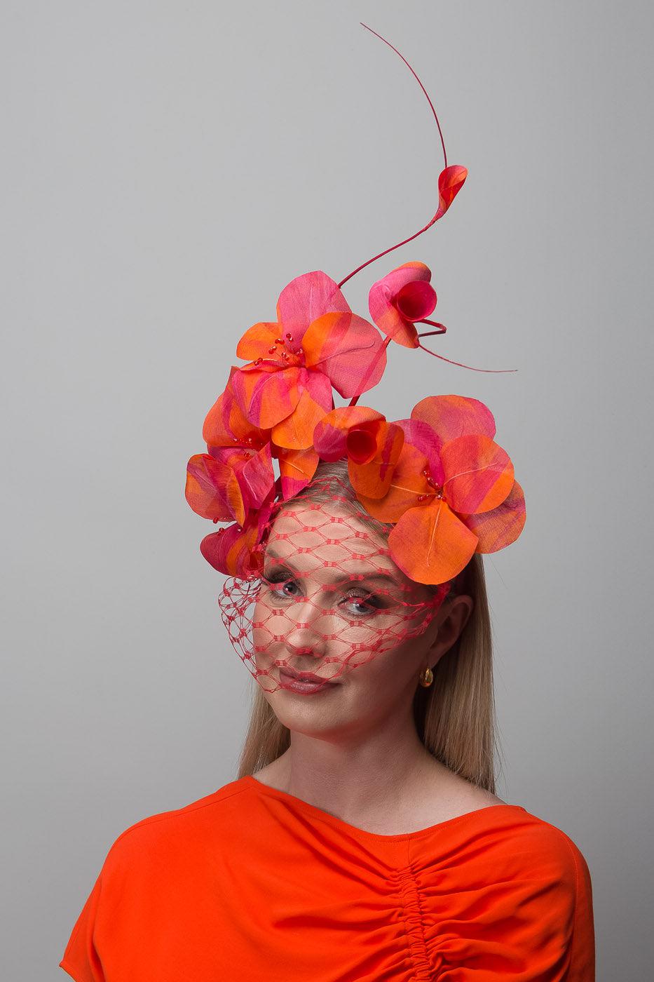 Orange Pink Petal Fascinator