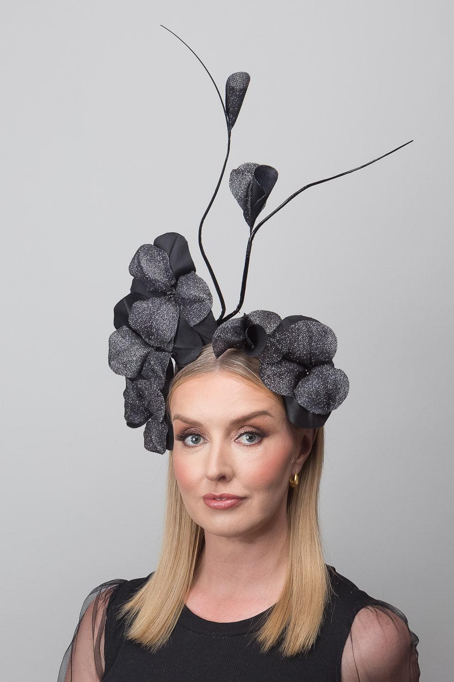 Black Lurex Petal Fascinator