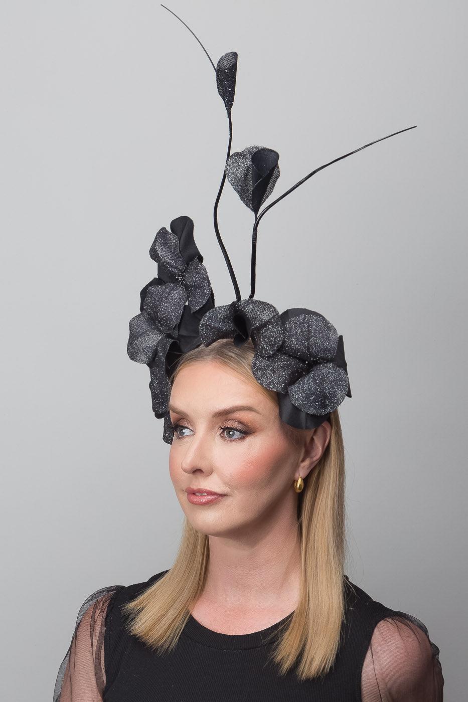 Black Lurex Petal Fascinator