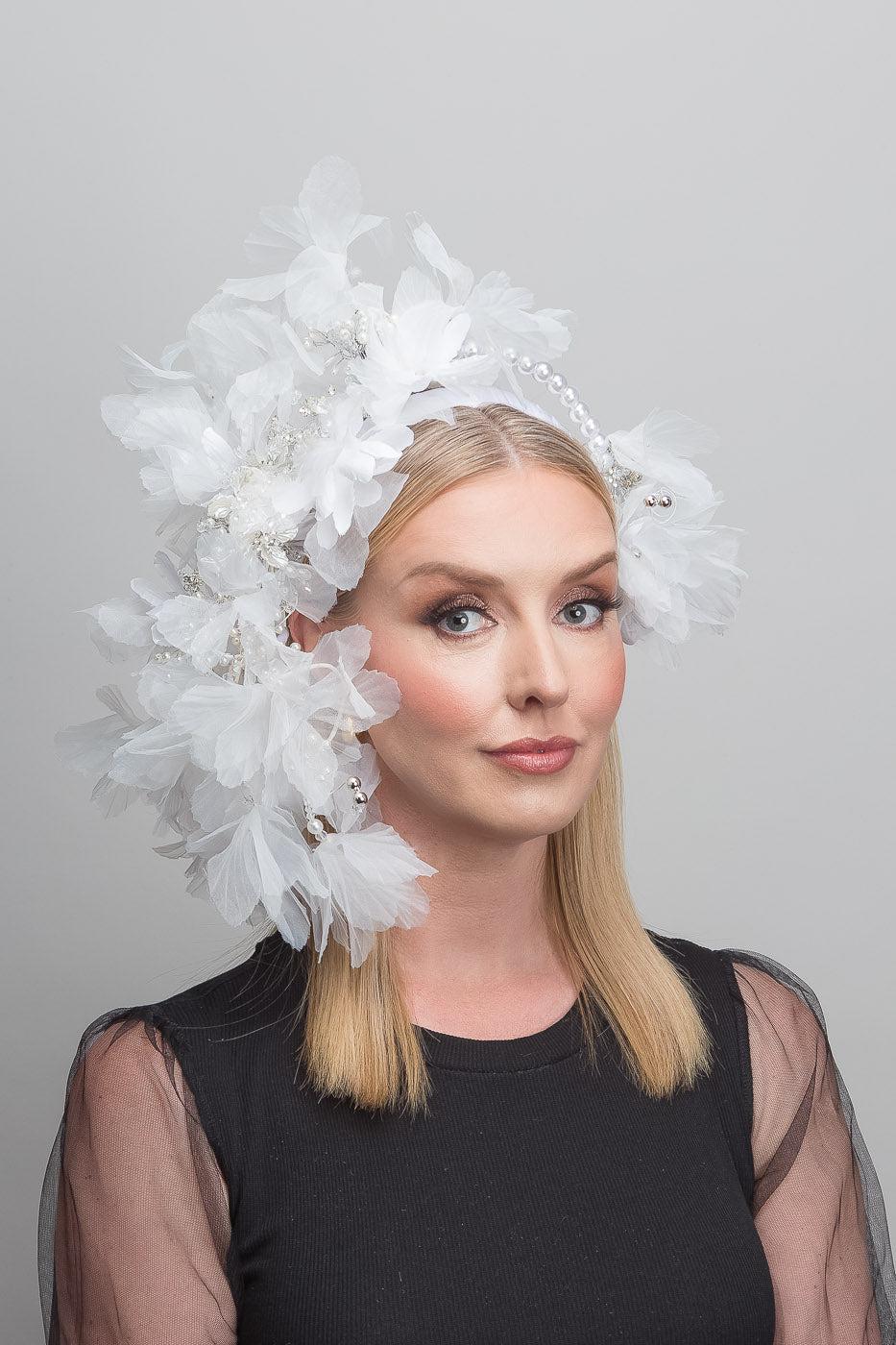 White Silk Petal Fascinator