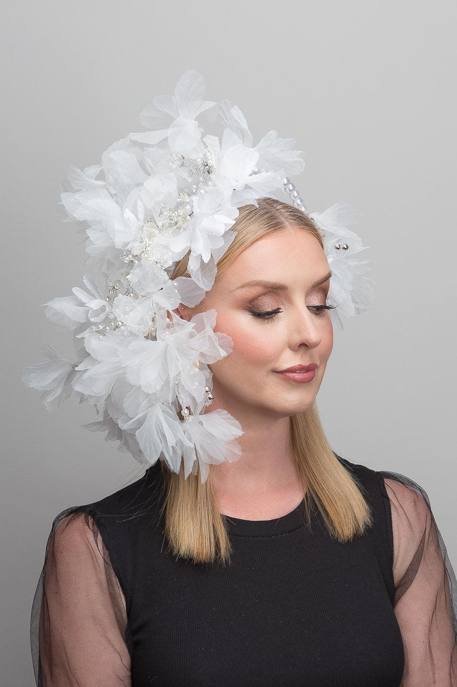 White Silk Petal Fascinator