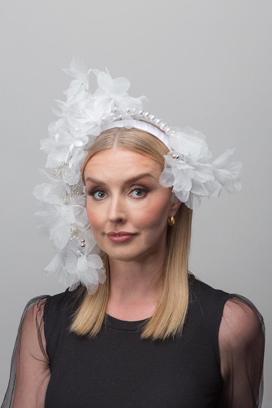 White Silk Petal Fascinator