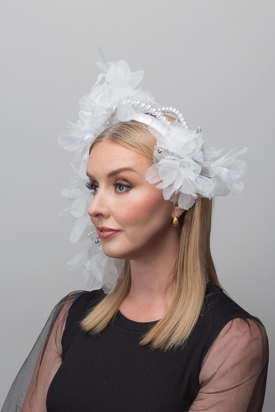 White Silk Petal Fascinator