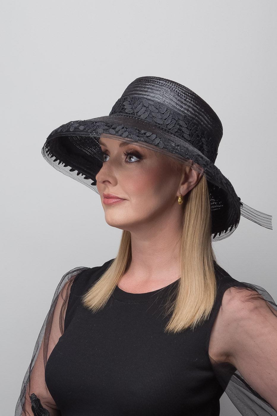 Black Straw Brimmed Hat