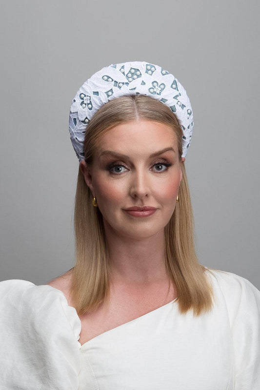White Teal Lace Crown