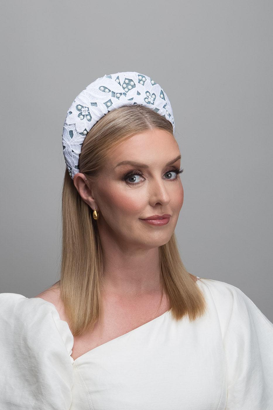White Teal Lace Crown