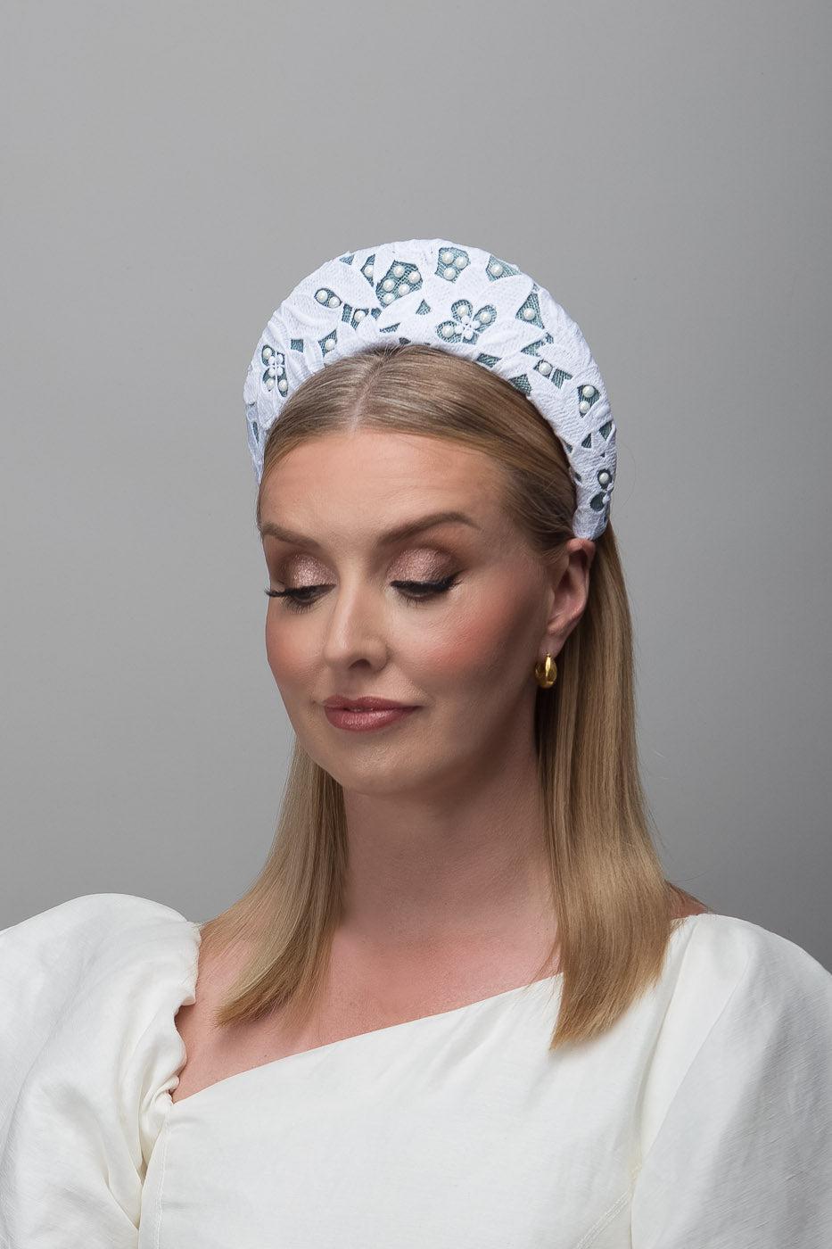White Teal Lace Crown