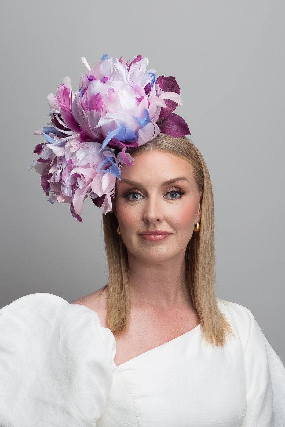 Mauve Pink Feather Flower Headband