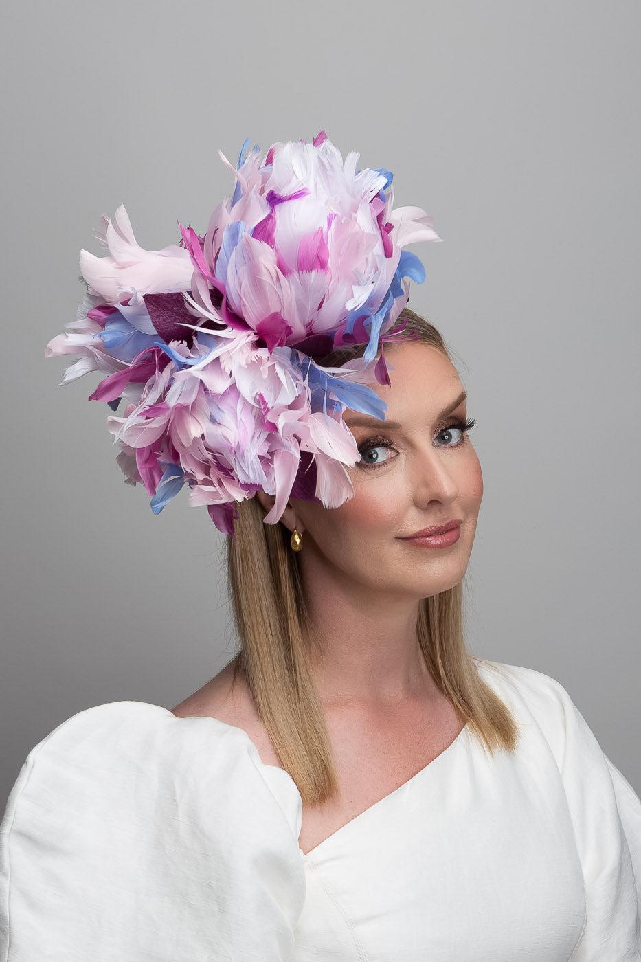 Mauve Pink Feather Flower Headband