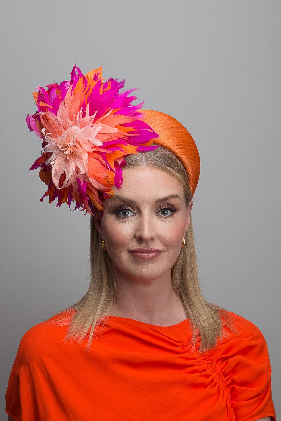 Orange Fuchsia Feather Crown