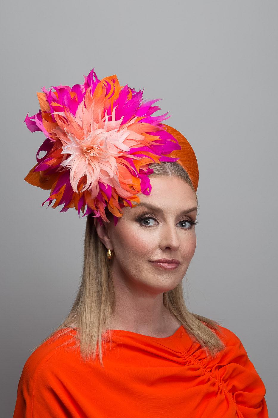 Orange Fuchsia Feather Crown