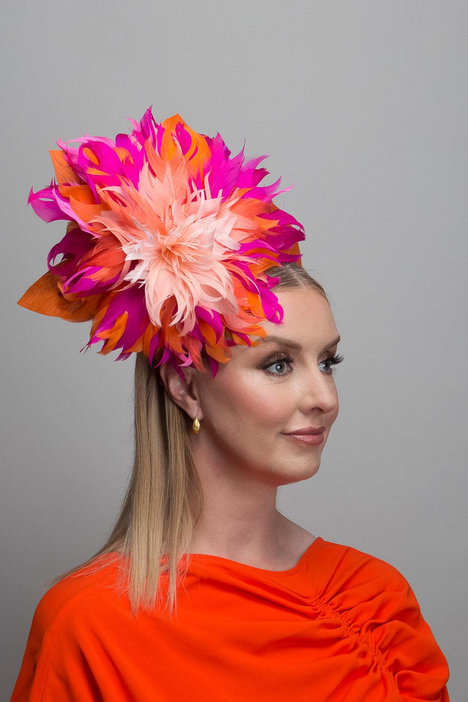 Orange Fuchsia Feather Crown